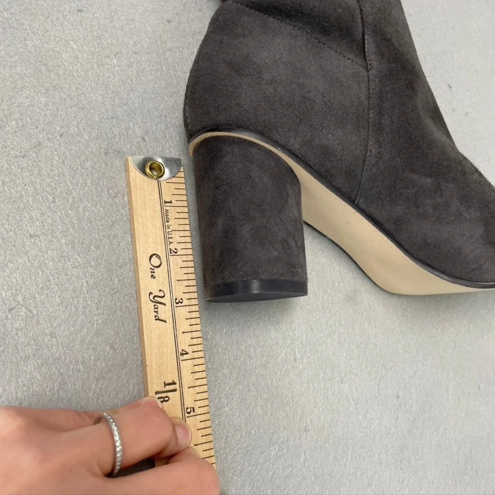 Stuart Weitzman The Eloise 75 Knee High Boots Womens 9 Slate Gray Suede Block